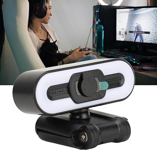 Diydeg 4K Webcam for PC Auto Beauty Camera with Microphone Cover Super Bright Fill Light USB Computer Web Camera for Video Calling Conferencing Zoom Online Classes