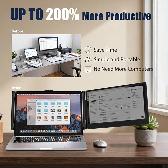 KEFEYA Laptop Screen Extender 14 1080P FHD IPS Laptop Monitor Extender for Home Office Dual Travel Monitor for Laptops 13-17.3 USB-C HDMI Plug-Play for macOS Windows PS Switch Xbox Phone Pad