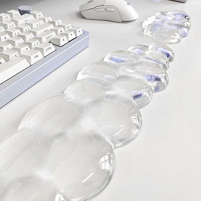 Mouse Pad with Wrist Rest Soft Cloud Gel Keyboard Mouse Pad Set with Hand Wrist Support Cute Non Slip Office Desk Accessories for Comfort/Pain Relief/PC Gaming/Computer/Laptop (Clear Cloud)