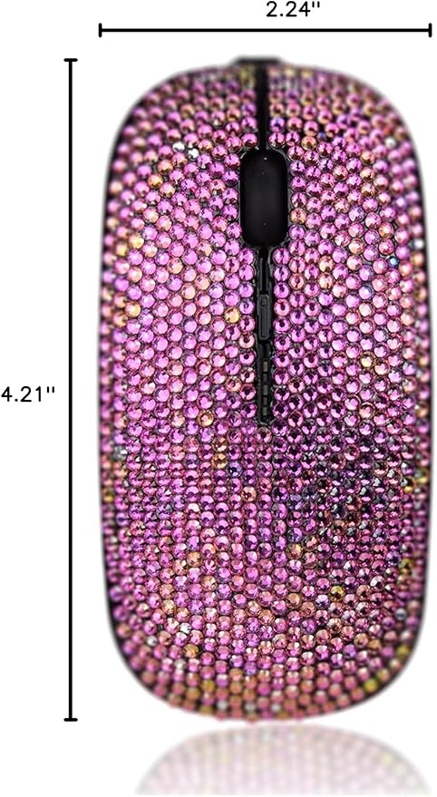 Bling Wireless Mouse for Girls Pink Rhinestone Coverd Computer Mouse with USB Receiver Sparkly Cute Flat Mice for Laptop PC Notebook MacBook Gifts - Gradient Rose Red