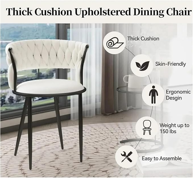 Adjustable Office Computer Chair with Armrest 1pcs Velvet Modern Upholstered Accent Dining Chairs with Curved Tufted Backrest(Dark Green)