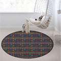 Multi Round mat Office Chair Mat Hardwood Floor mat Round Chair Cushion for Office and Home Decoration Chair Cushion Tribal Style Motif with Sun Figure Ancient Diameter 59 in