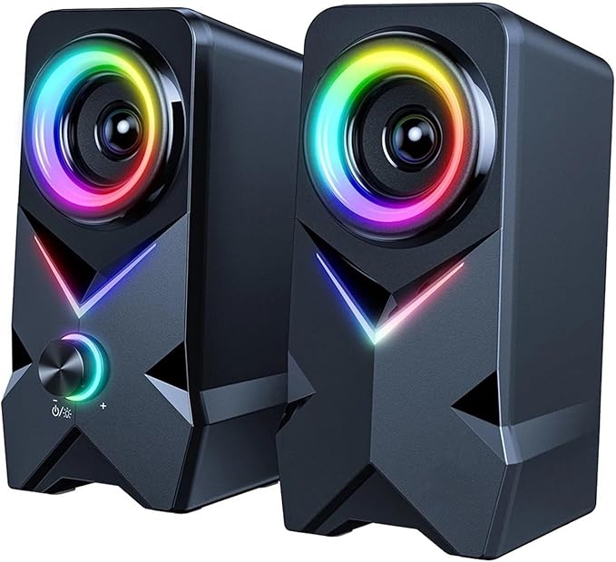 Subwoofer Desktop PC Speakers USB Wired Stereo with LED Tweeter 3.5mm Jack Gaming Multimedia