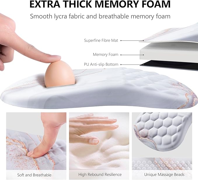 Mouse Pad Wrist Support Laokiiy 2 in1 Keyboard Wrist Rest+ Ergonomic Mouse Pad Non-Slip Wrist Rest for Computer Keyboard Made Easy Typing &amp Relieve Wrist Pain(White)
