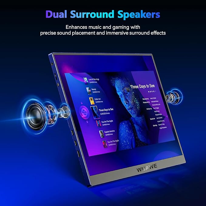 WUAWE 16 1200P 120Hz Portable Monitor for Laptop 100% sRGB Portable Laptop Monitor with Built-in Stand HDR and Freensync External USB C Monitor for Phone MacBook Laptop PC(Blue)