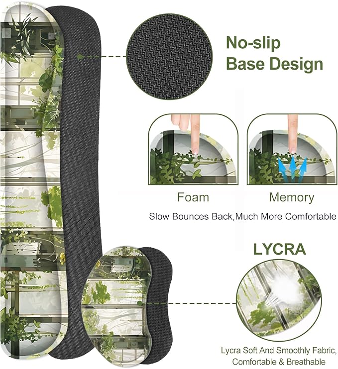 Large Mouse Pad and Keyboard Wrist Rest Extended Mouse Pad with Wrist Support Ergonomic Non-Slip Desk Mat Desk Protector Blotter for Home Office Window Green Plants