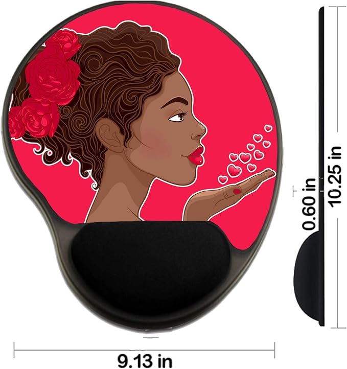 MSD Mousepad Wrist Rest Protected Mouse Pads Mat with Wrist Support Beautiful African American woman in loveAfrican Amer
