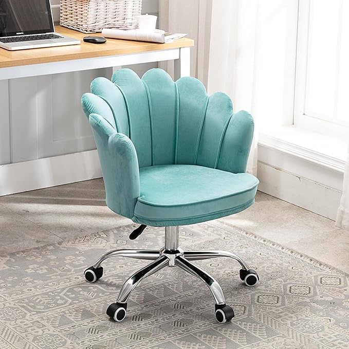 Velvet Dresser Chair Ergonomic Office Game Chairs Bedroom Swivel Recliner Chair with Adjustable Sit Height Home Chair Living Room for Gaming