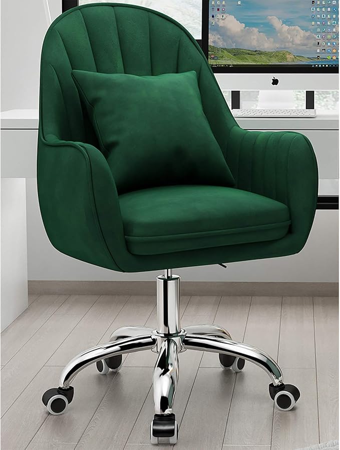 Office Chair Gaming Chair Computer Chair Upholstered Computer Chair with ArmrestAdjustable Swivel Chair Modern Mid-Back Desk Chair Armchair for Executive Living BedroomHome Velvet Off