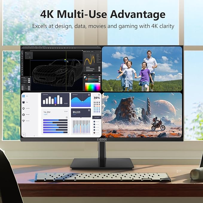Z-Edge U27P4K 27-inch 4K Monitor IPS Ultra HD 3840x2160 60Hz Refresh Rate PC Monitor Gaming 100% sRGB HDMI x 2 and DP x 2