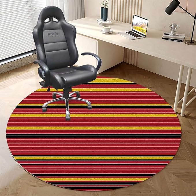 Rainbow Multicolor PU Leather Office Chair Mat for Hardwood and Tile Floor Horizontal Colored Stripes Pattern Floor Mats Wood/Tile Protection Mat for Office &amp Home Abstract Diameter 59 in