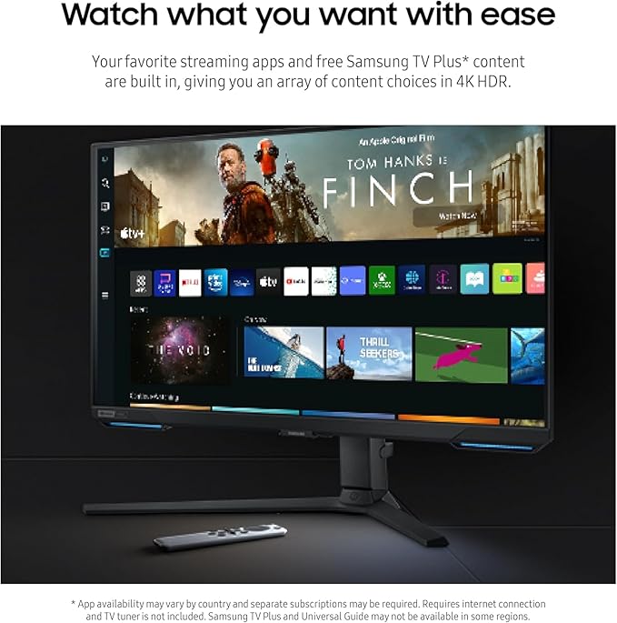 Samsung 28” Odyssey 4K UHD(3840x2160) Gaming Monitor | Smart TV | Game BAR | Built-in Speakers | HDR 400 144Hz 1ms | FreeSync Premium Pro Compatible and G-Sync | Wi-Fi 5 | Includes Remote Control