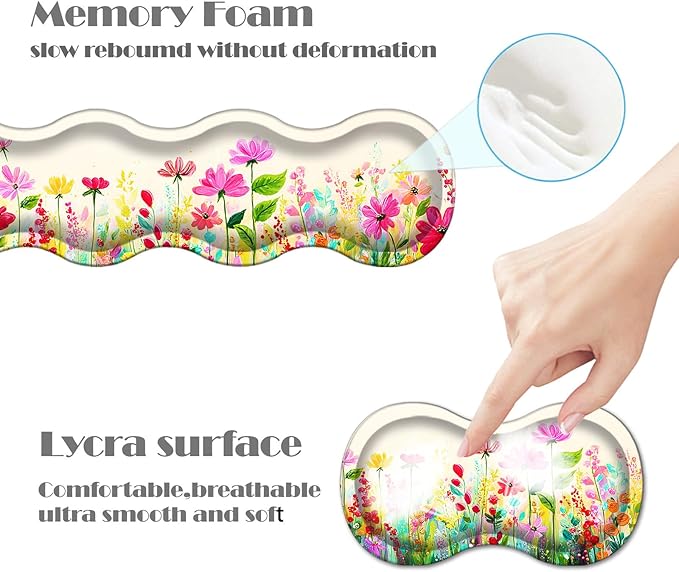 Ergonomic Keyboard Wrist Rest &amp Mouse Pad Wrist Rest SetXL Gaming Desk Mat 31.5x 11.8Non-Slip BaseMemory FoamEasy Typing Pain Relief for Office &amp HomeColorful Floral Field