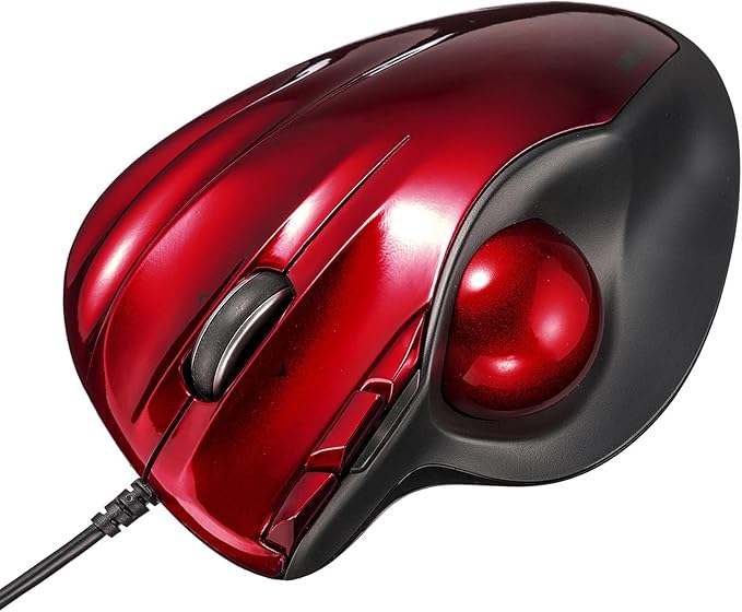 SANWA Wired Ergonomic Trackball Mouse Programmable Roller Ball Mice Tilt Scroll 400/800/1200/1600 DPI Computer trackball &amp Finger Rest Compatible with Mac Windows Laptop Chrome OS Red