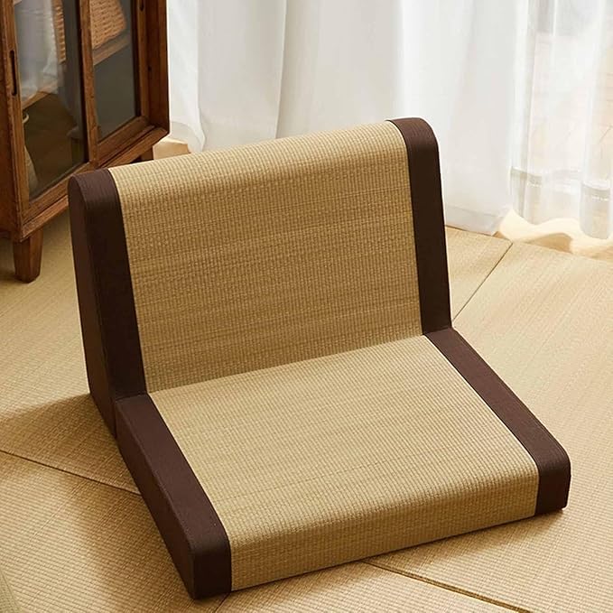 BTZHY Floor Chair Ground Row Chair Grass Back Chair Tatami Chair Lazy Low Sofa Japanese Ground Row Chair Foldable Low Chair(SchwarzM)