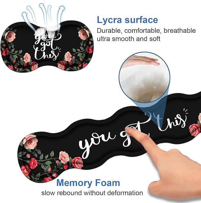 4 in 1 Ergonomic Memory Foam Mouse Pad Wrist Rest Set Large XXL Gaming Desk Pad + Keyboard Wrist Rest + Mouse Wrist Cushion + Coaster for Home Office Study Gaming You Got This Inspirational Quote