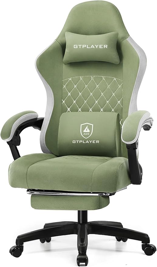 GTPLAYER Gaming Chair Computer Office Chair with Pocket Spring Cushion Linkage Armrests and Footrest High Back Ergonomic Computer Chair with Lumbar Support Task Chair with Footrest
