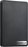 GAZELLE High-Speed 1TB Ultra Slim Portable External Hard Drive - 2-in-1 Type C &amp USB 3.0 Compatible with PC Mac Laptop PS4 Xbox iPad Tablet Mobile (Black) - 1 Year Warranty