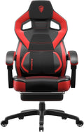 Dowinx Gaming Chair with Footrest Big and Tall Gaming Chair for Heavy People Gamer Chair for Adult with Massage Ergonomic Gaming Chair with headrest Computer Game Chair for 200lbs Red