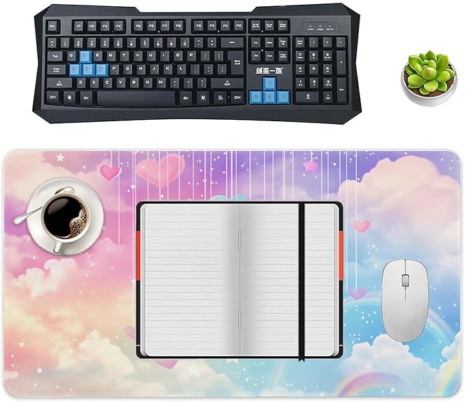 Cloudy Sky Mouse Pad Large Desk Mat Extended Keyboard Mouse Pad with Non-Slip Base and Stitched Edge Mouse Mat Desk Pad 30x16 Mouse Pads for Desk Home Office Gaming