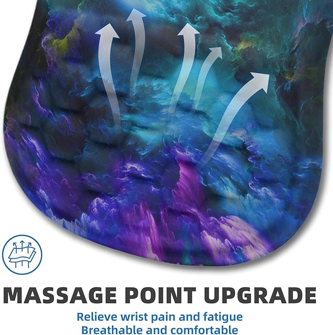 Ergonomic Mouse Pad Wrist Rest Carpal Tunnel Pain Relief Wrist Support Mousepad with Massage Bulge Memory Foam (Nebula 11.8x7.9 in)