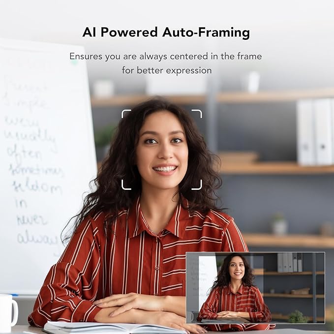 NUROUM V32AF 4K Webcam for PC Adjustable FOV Premium CMOS Autofocus Auto-Framing Noise Canceling Microphones USB Plug&ampPlay Web Camera for Desktop/Laptop/Mac Video Calls w/Zoom/Teams/Google M
