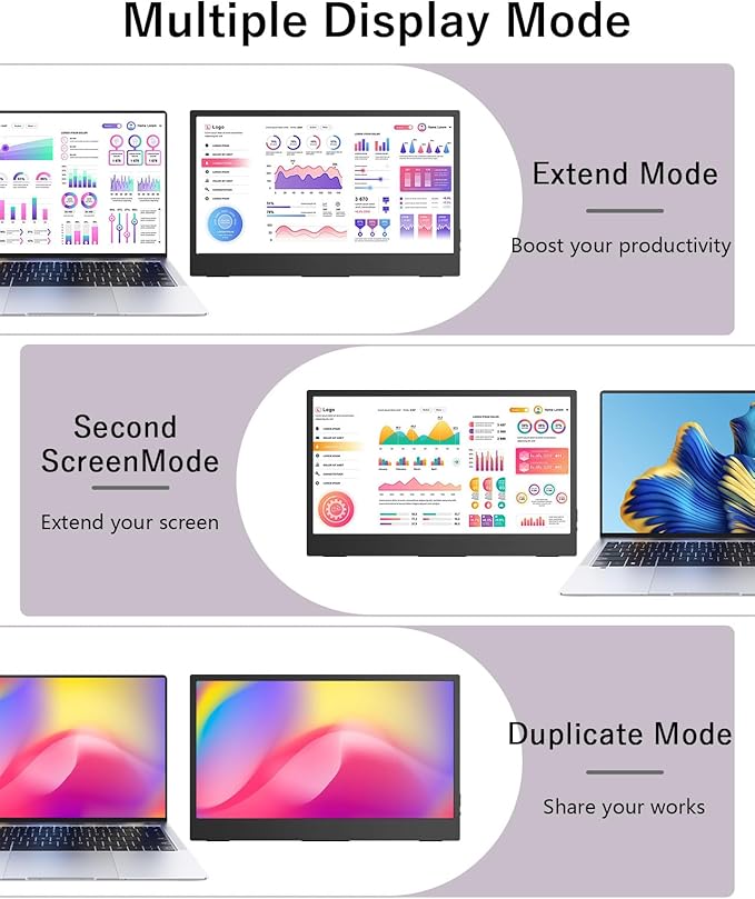 Portable Monitor Touchscreen 14.1'' Ultra-Thin Lightweight 1920x1080P Built-in Speakers 100% sRGB 10-Point Touch Type-C/Standard HDMI Compatible with PS4/PS5/PC/Mac and Other Devices