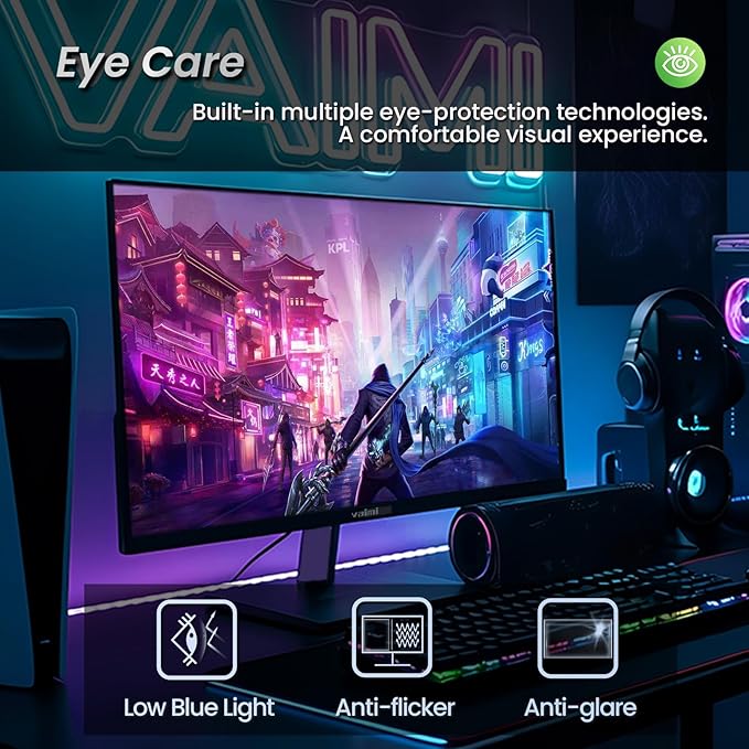 24.5 Inch 180Hz 1ms Gaming Monitor FHD 1080P FreeSync 1 x HDMI 2.1 1 x Display Port 1.4 1 x USB IPS Tilt Adjustable PC Xbox PS5 Compatible VESA 75Ultra-Thin (HDMI Cable Included)