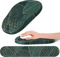 Ergonomic Mouse Pad and Keyboard Wrist Rest with Massage Design Space-Saving Mouse Pad Wrist Support Memory Foam Wrist Rest with Non-Slip PU Base for Computer Desk Green Leaves