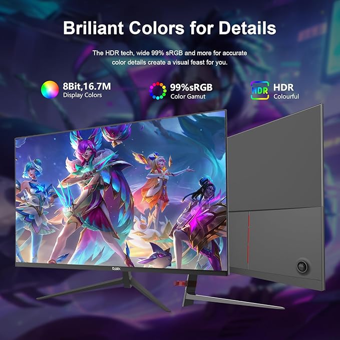 27 inch Gaming Monitor 100Hz Full HD 1920 x 1080P Computer Monitor Built-in Speakers with HDMI Interface Eye Care Frameless Sync Visual Experience for Work Support Wall Mount （100 * 100mm）