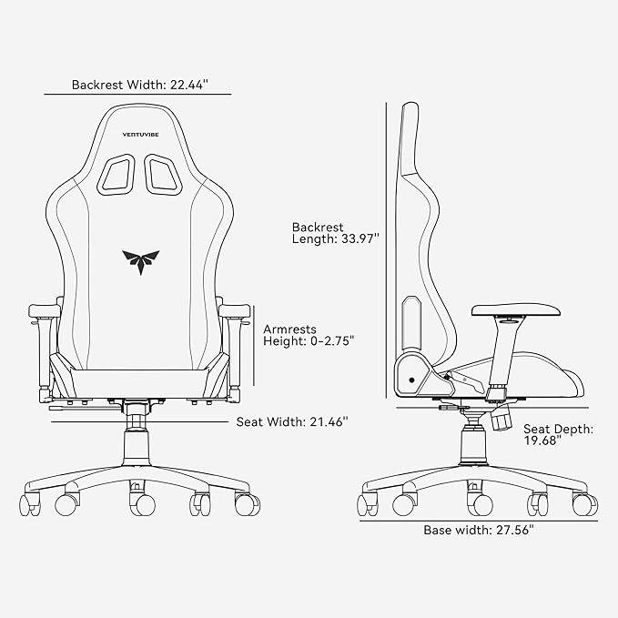 Gaming Chair 4D Adjustable Armrests - 170° Reclining &amp 320lb Capacity High Back Ergonomic Computer Chair with Lumbar Support Fabric Office Chair for Adults (Black)