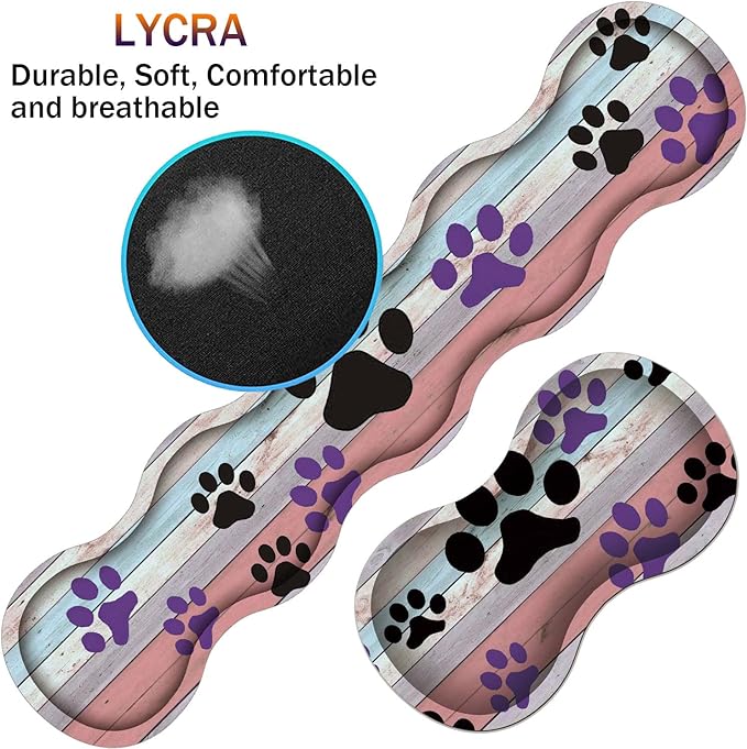 Large Gaming Mouse Pad Keyboard Wrist Rest + Mouse Wrist Pad + Coaster Combination Set Memory Sponge Non-Slip Base. Suitable for Office and Home Rainbow Wood Grain Black and Purple Dog paw