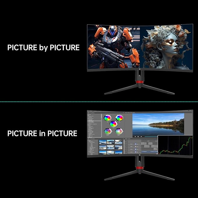 KTC 34 Inch Curved Ultrawide Gaming Monitor 21:9 3440x1440p 165Hz 1ms 1500R Curved Monitor Freesync G-sync Compatible HDMI 2.0 x2 &amp DP1.4 x 2 Height/Tilt/Swivel/Pivot H34S18S (Renewed)