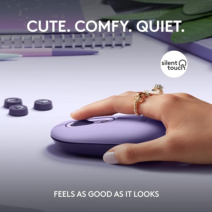 Logitech POP Mouse Wireless Mouse with Customizable Emojis SilentTouch Technology Precision/Speed Scroll Compact Design Bluetooth Multi-Device OS Compatible - Cosmos