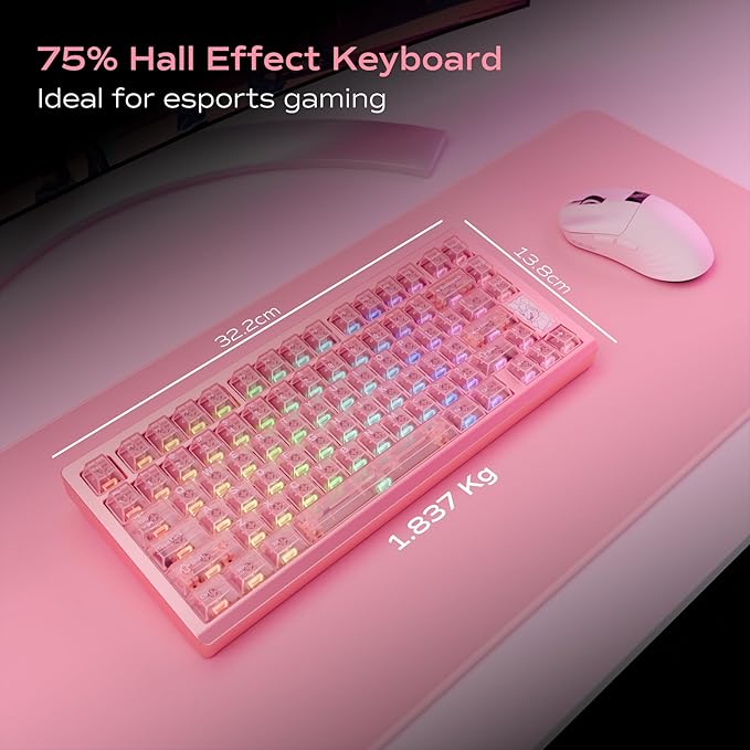 Mechanical Keyboard Chilkey Slice75 HE Gaming Keyboard Wired 75% Hall Effect Magnetic Aluminum Keyboard with WS Flux HE Clacky Switch Rapid Trigger 8K Polling Per-Key RGB Custom PC/Mac Support