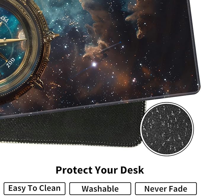 Large XXL Gaming Desk Mat 31.5x 11.8 Ergonomic Keyboard Wrist Rest &amp Mouse Pad Wrist Rest + Coaster Set Non-Slip Base Memory Foam Office and Home Space Compass