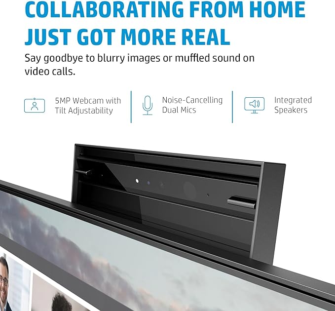 HP E24m G4 Full HD 23.8 Inch USB-C Conferencing Monitor 5ms 75Hz IPS Integrated Speaker Webcam 5MP Auto Focus VESA Mountable Adjustable Height Tilt Swivel Pivot Horizontal Viewing Angle (Renewed)