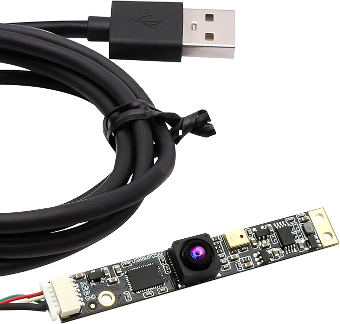 ELP 8mp USB Camera Module with Microphone 4K PC Camera for Computer 2448P Lightburn Camera for Laser Engraver Mini Strip Web Camera CCTV USB Security Camera for Raspberry Pi (102° no Distortion Lens)