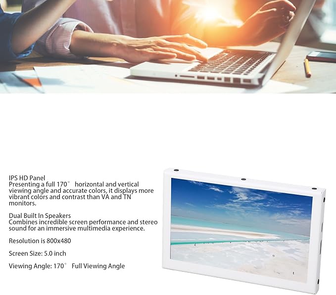 5 Inch Portable Monitor External Display Screen HD Laptop Screen Extender with Dual Built in Speakers Wide Application for PC/Laptop/Rpi/TV/Switch