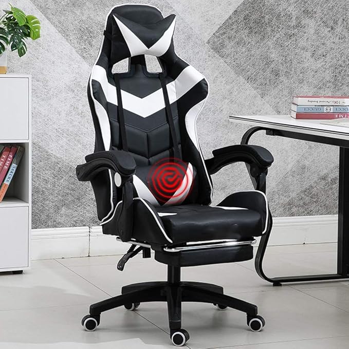 UISLA Office Video Game s Ergonomics Lift Seat with footrest High Back Gaming Multifunction with Headrest and Lumbar Support for Video Game Swivel Dign