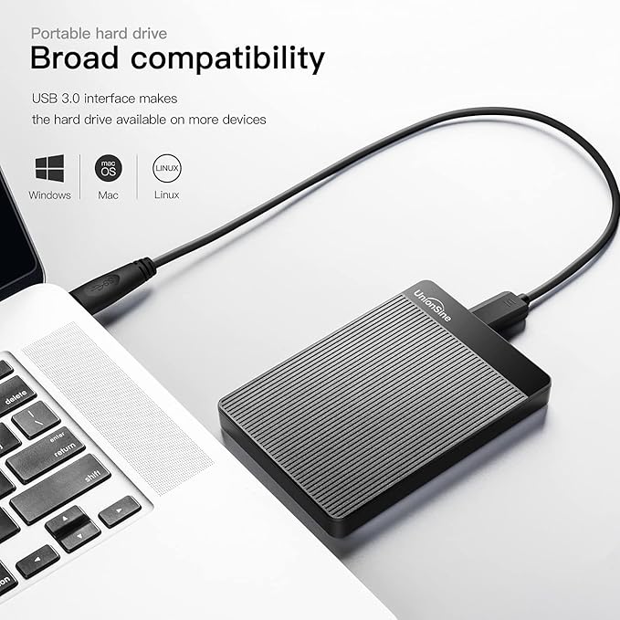 UnionSine 500GB Ultra Slim Portable External Hard Drive HDD-USB 3.0 for PC Mac Laptop PS4 Xbox one Xbox 360-(Black)
