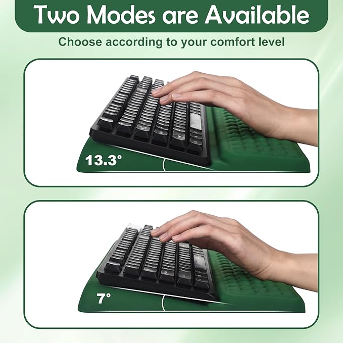 Photect Keyboard Stand with Wrist Rest Ergonomic Green Mouse Pad and Keyboard Riser Holder Lifter Tray with Carpal Tunnel Pain Relief Massage Bumps for Office Accessories Computer Typing