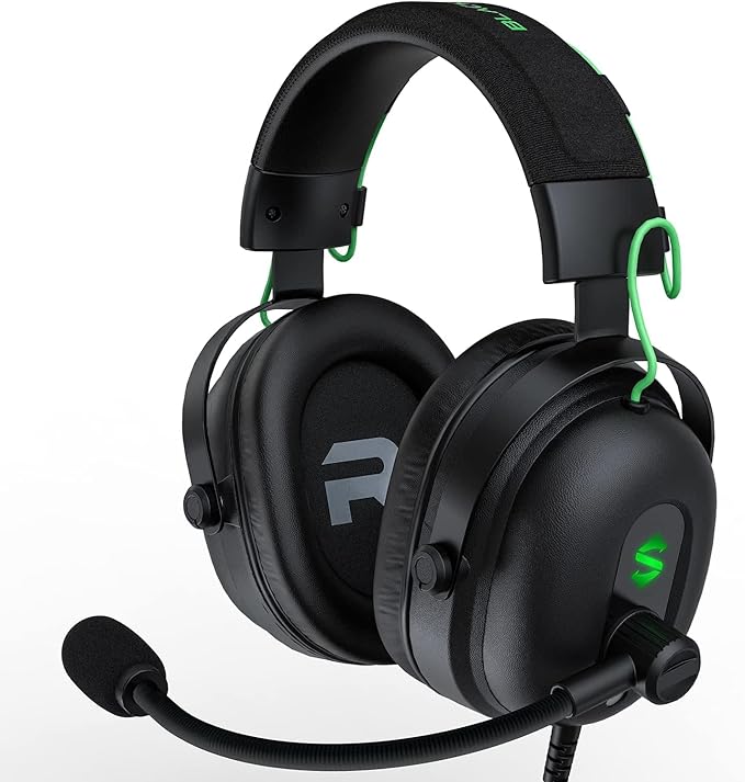 Black Shark Gaming Headset with Noise Canceling Cardioid Mic Over-Ear Headphones for PC PS4 PS5 Xbox Switch 50mm Dynamic Drivers &amp LED Light