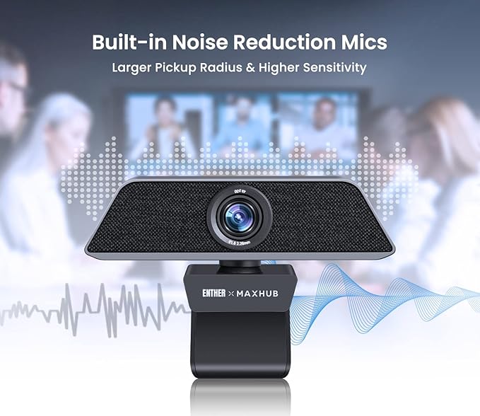 Enther &amp MAXHUB 4K Stream Webcam with MicrophoneAutoframingUltra 4K HD Video CallingNoise-Canceling micHD Auto Light CorrectionWide Field of ViewWorks with Microsoft TeamsZoomGoogle Voice