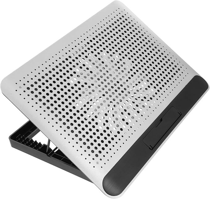 Laptop Cooler Base with Quiet Dual Fans Aluminum Alloy Cooling Pad for Laptops Up to Skid Stand with Six Angle Ergonomic Support Silver Computer Cooling Fan for Desk and Home Use