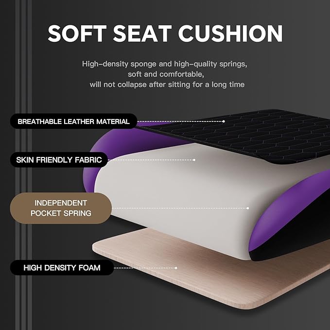 Gaming Chair with Footrest High Back Gaming Chairs PVC Leather Ergonomic Gamer Chair with Adjustable Headrest Lumbar Support Racing Style Video Gaming Chair for Office/Home (Purple)