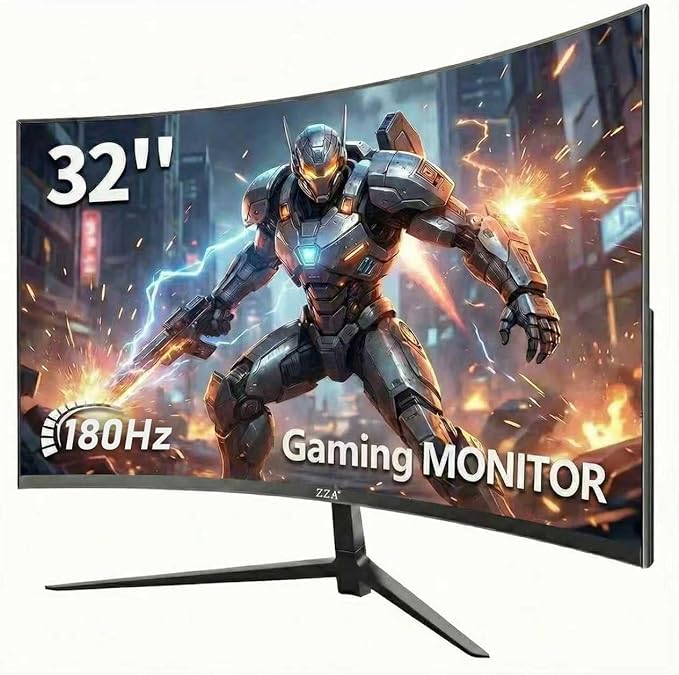 ZZA 32 Inch Curved Gaming Monitor 180/200Hz Computer MonitorFHD 1080P 1500R HDR Gaming PC Monitor FreeSync Ultra-Fast 1ms Monitor for Gamer HDMI 2.0 DisplayPort 1.4 VESA Compatible