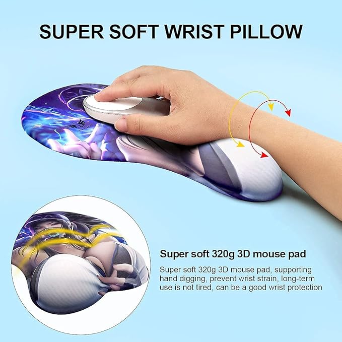 KG Alpha 3D Mouse Pad Anime Silicone Wrist Rest Support Gaming Mousepad… (Kda Akali)
