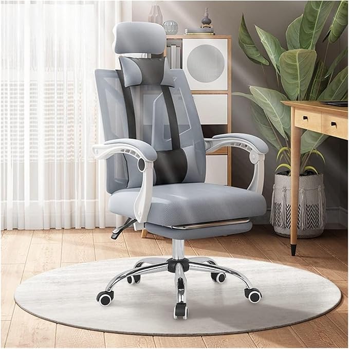 Chair Office Chair with Foot Rest Ergonomic Mesh Desk Chair Lumbar Support Computer Chair with Adjustable Headrest Swivel Task Chair Adjustable Height Gaming Chair (Color : /Orange)