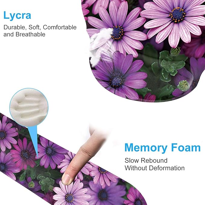 Keyboard Wrist Rest and Mouse Pad Wrist Support Set with CoastersErgonomic Gaming Mousepad for Home Office Working Studying Easy Typing &amp Pain ReliefAfrican Daisy
